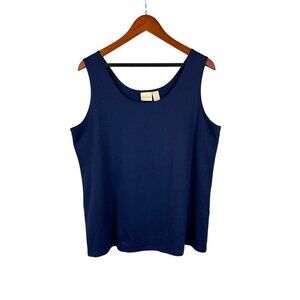 Chicos Navy Blue Sleeveless Tank Top Size 3 Polyester Blend Womens